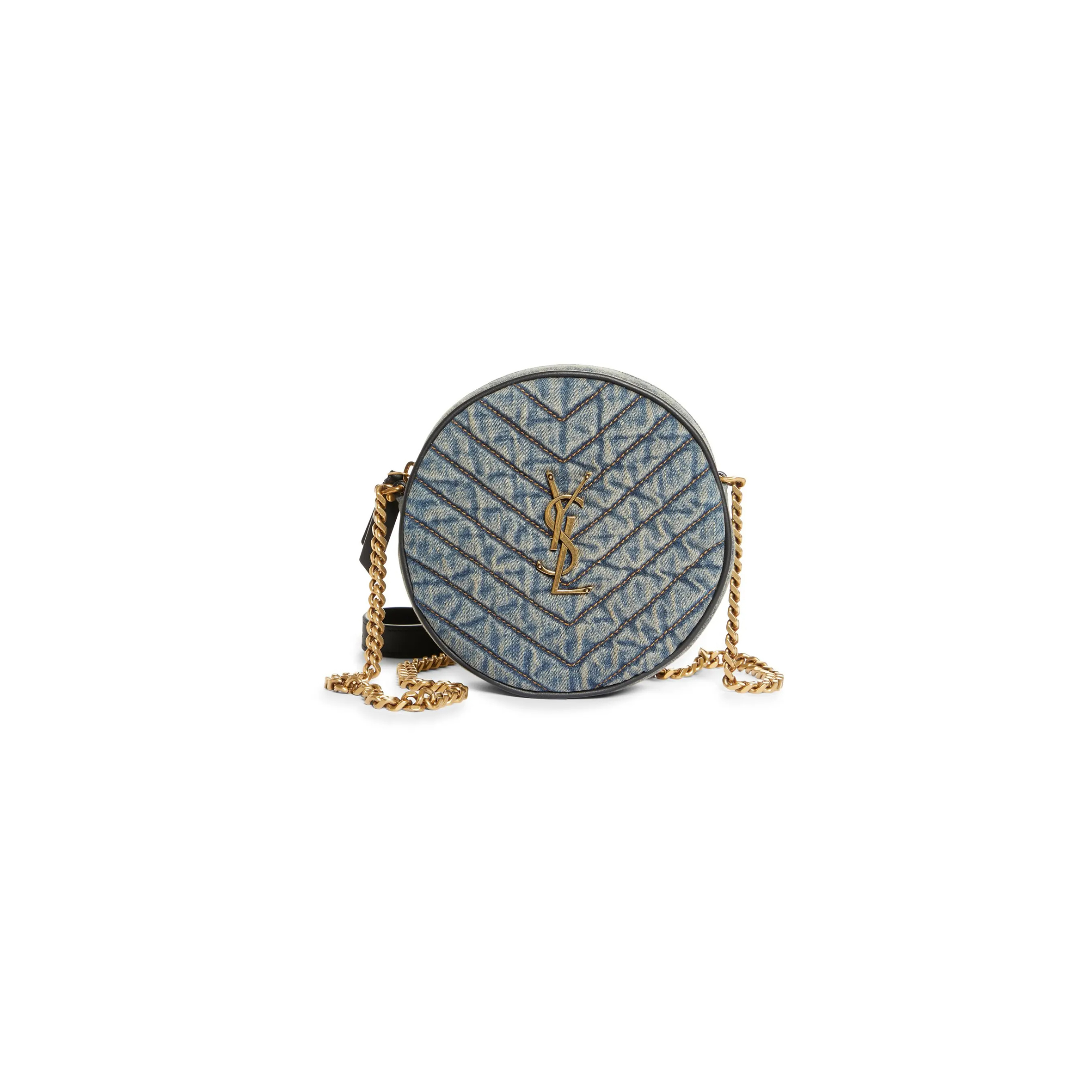 YSL VINYLE MATELASSE DENIM CROSSBODY BAF 40917598 (17*17*5.5cm)